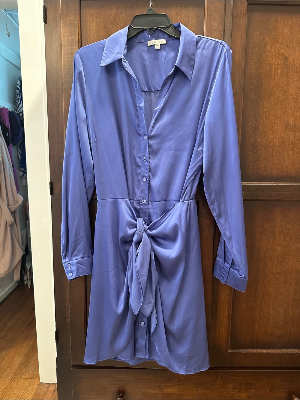 Guess Button-Front Tie-Waist Shirt Dress